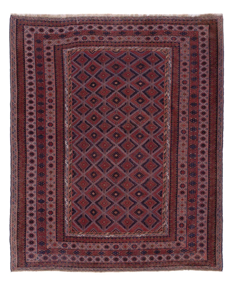 Kelim Afghan Teppich 156x197cm - dunkelrot