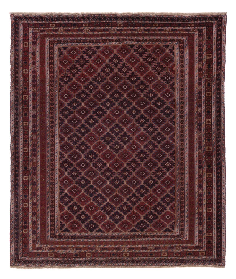 Kelim Afghan Teppich 161x187cm - dunkelrot