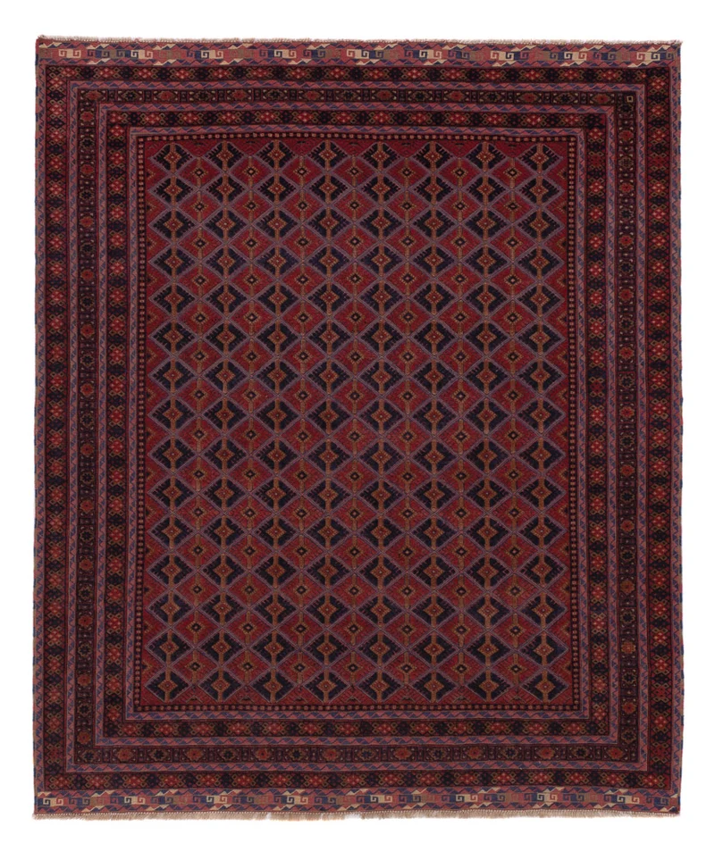 Kelim Afghan Teppich 158x193cm - dunkelrot