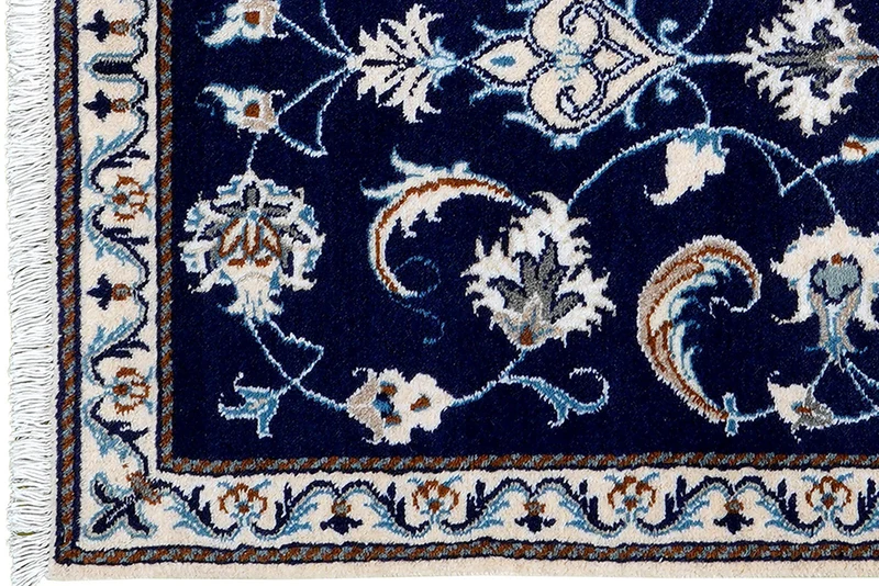 Nain 12La · Handgeknüpft – Blau, 140x68 cm