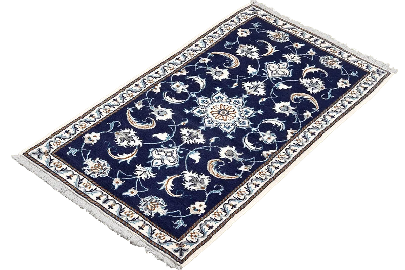 Nain 12La · Handgeknüpft – Blau, 140x68 cm