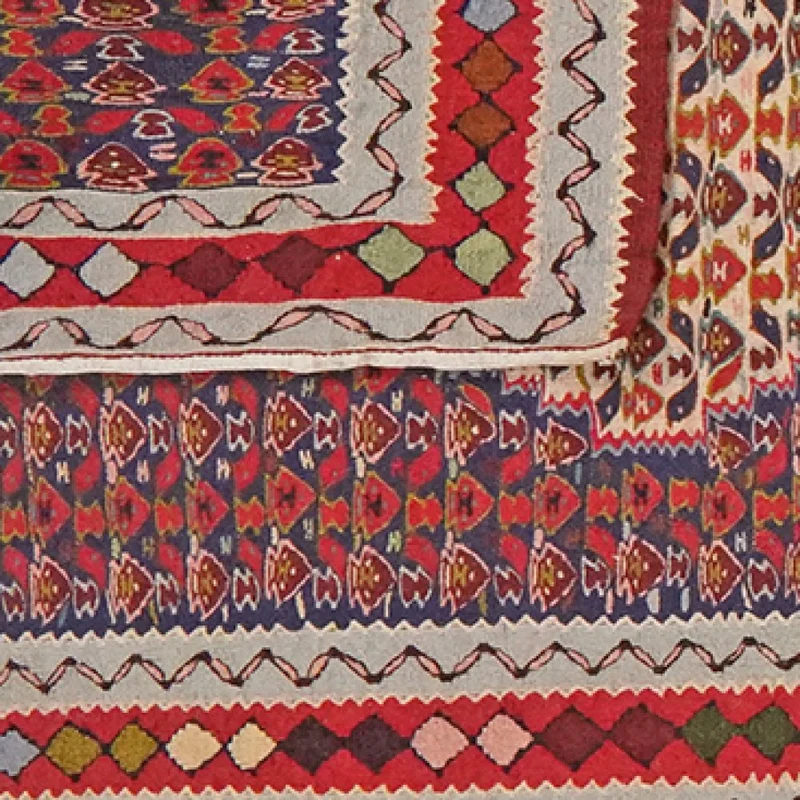 Kelim Senneh · Handgewebt – Blau, 314x88 cm