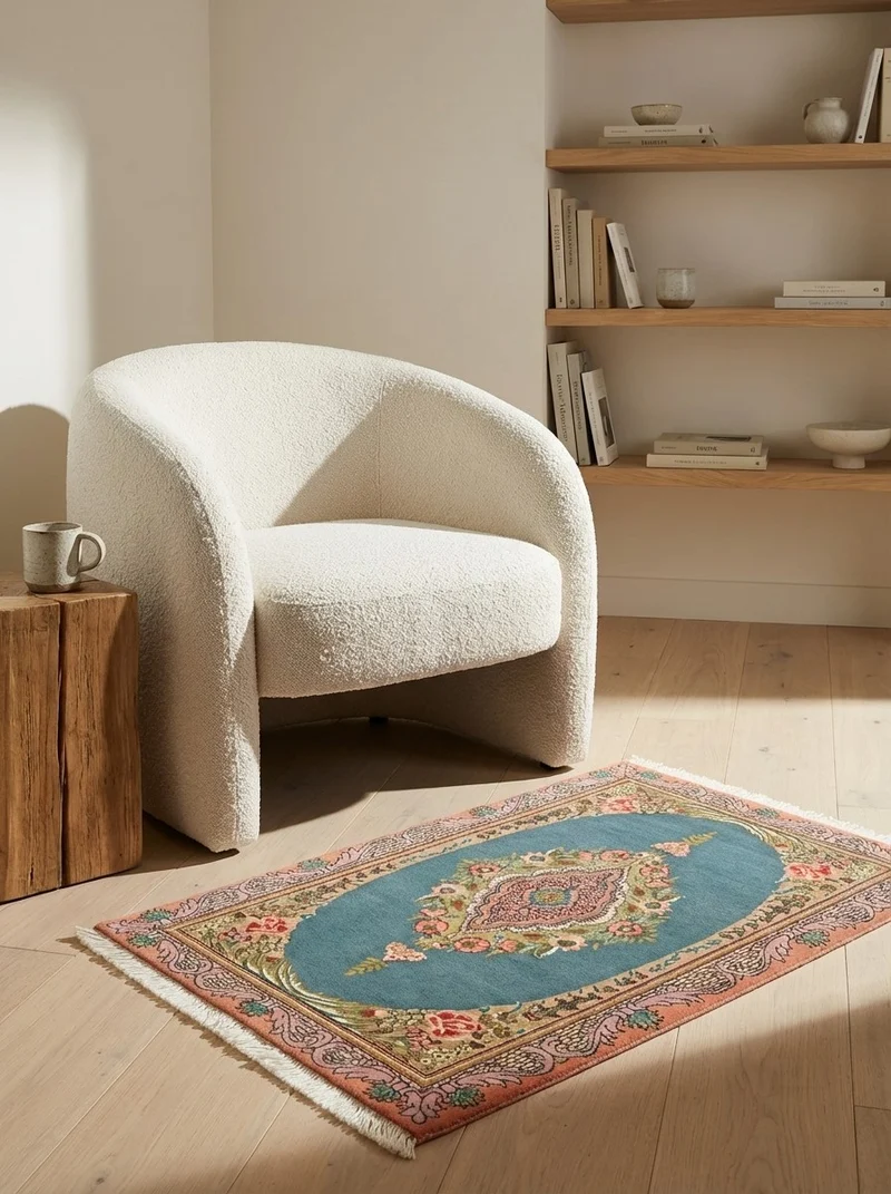 Tabriz 50 Raj · Handgeknüpft – Grün, 93x60 cm