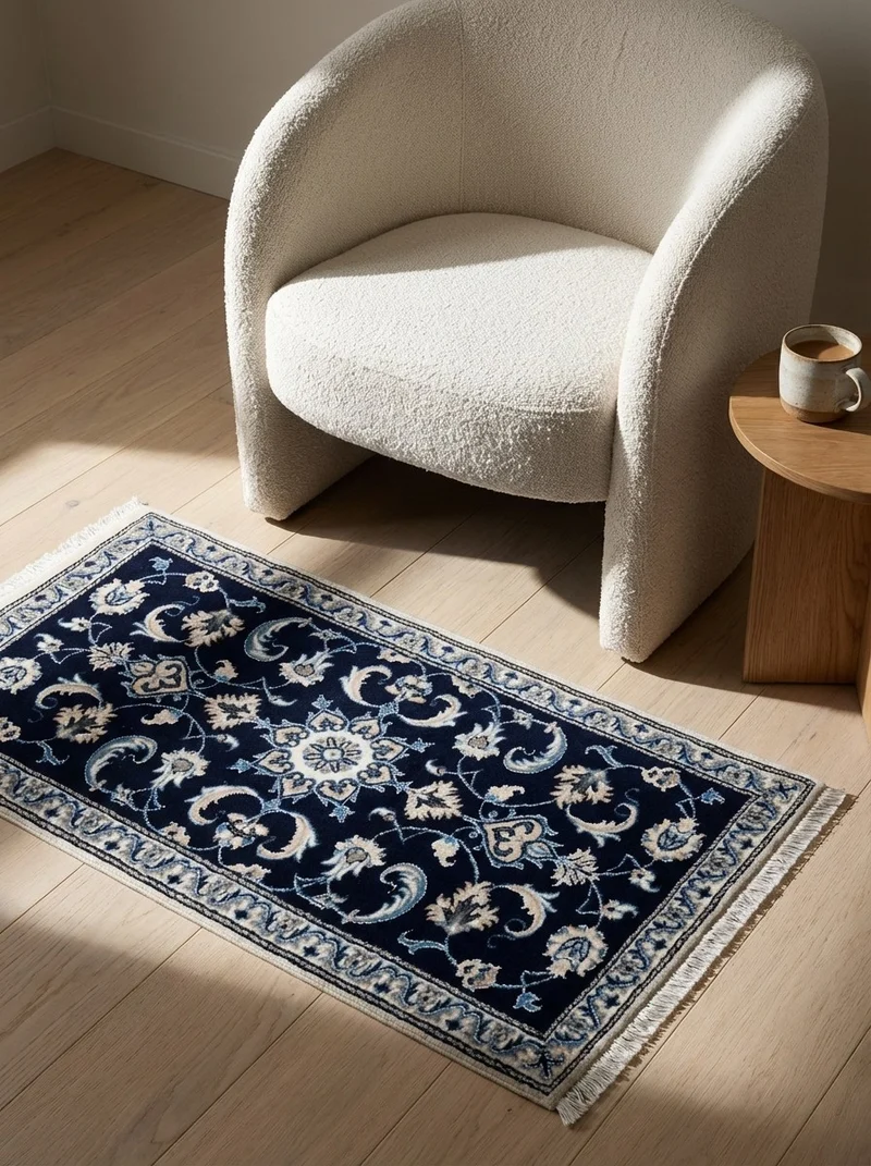 Nain 12La · Handgeknüpft – Blau, 140x68 cm