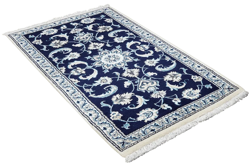 Nain 12La · Handgeknüpft – Blau, 140x68 cm