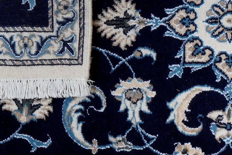 Nain 12La · Handgeknüpft – Blau, 140x68 cm