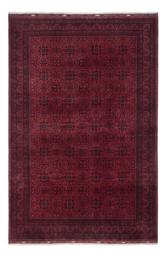 Afghan Teppich 200x293cm - Orientteppich - dunkelrot