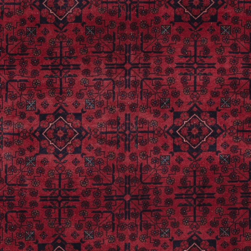 Afghan Teppich 200x293cm - Orientteppich - dunkelrot