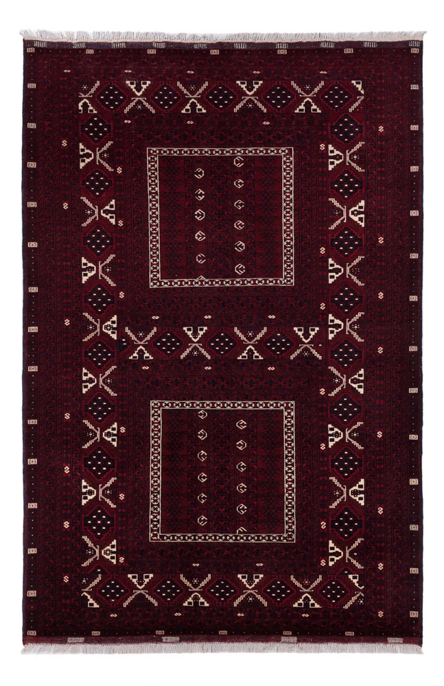 Afghan Teppich 161x249cm - Orientteppich - dunkelrot