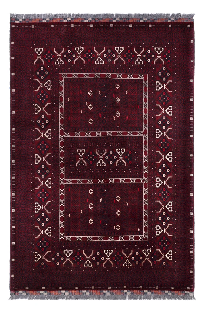 Afghan Teppich 167x245cm - Orientteppich - dunkelrot