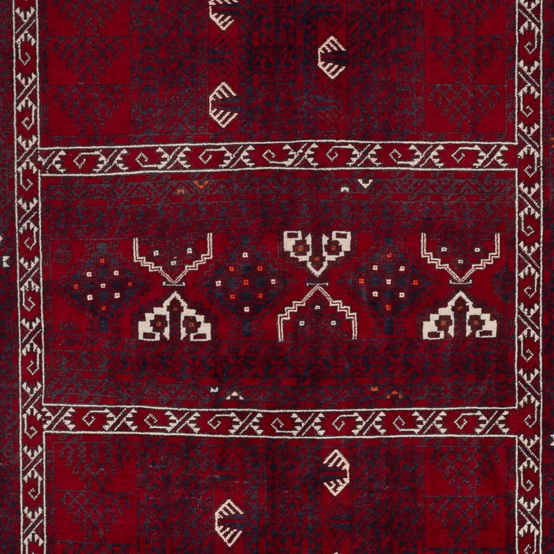 Afghan Teppich 155x255cm - Orientteppich - dunkelrot