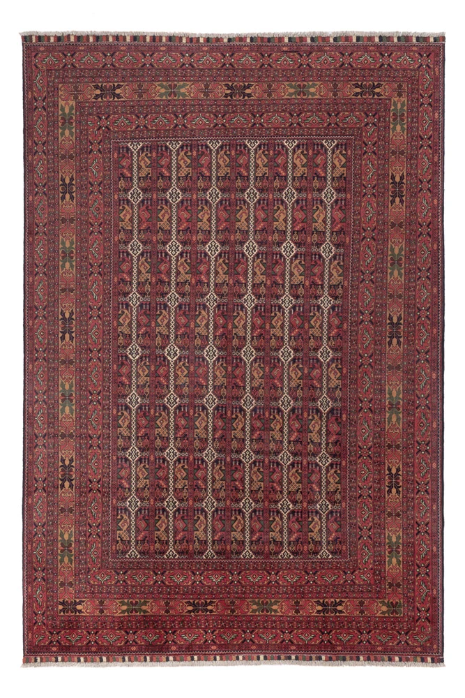Afghan Teppich 194x288cm - Orientteppich - dunkelrot