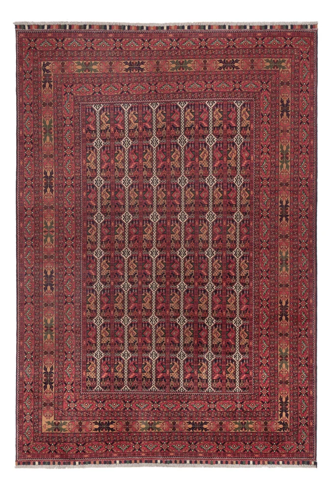 Afghan Teppich 193x283cm - Orientteppich - dunkelrot