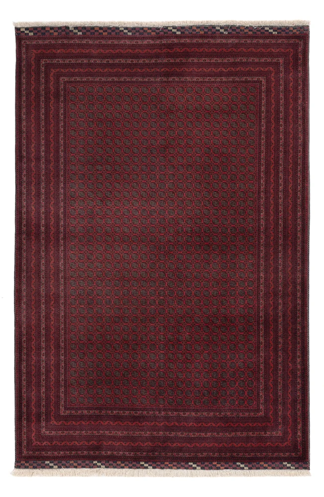 Afghan Teppich 198x297cm - Orientteppich - dunkelrot