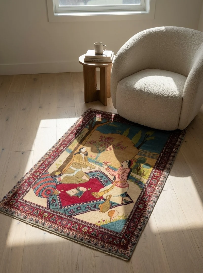 Kashan · Handgeknüpft – Bunt, 87x60 cm