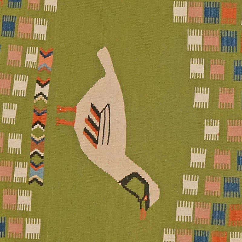 Kelim · Handgewebt – Grün, 120x120 cm