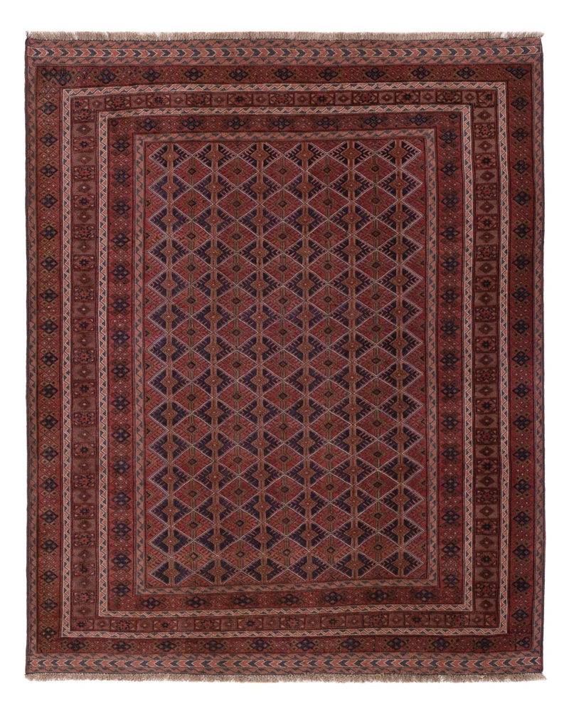 Kelim Afghan Teppich 162x198cm - dunkelrot