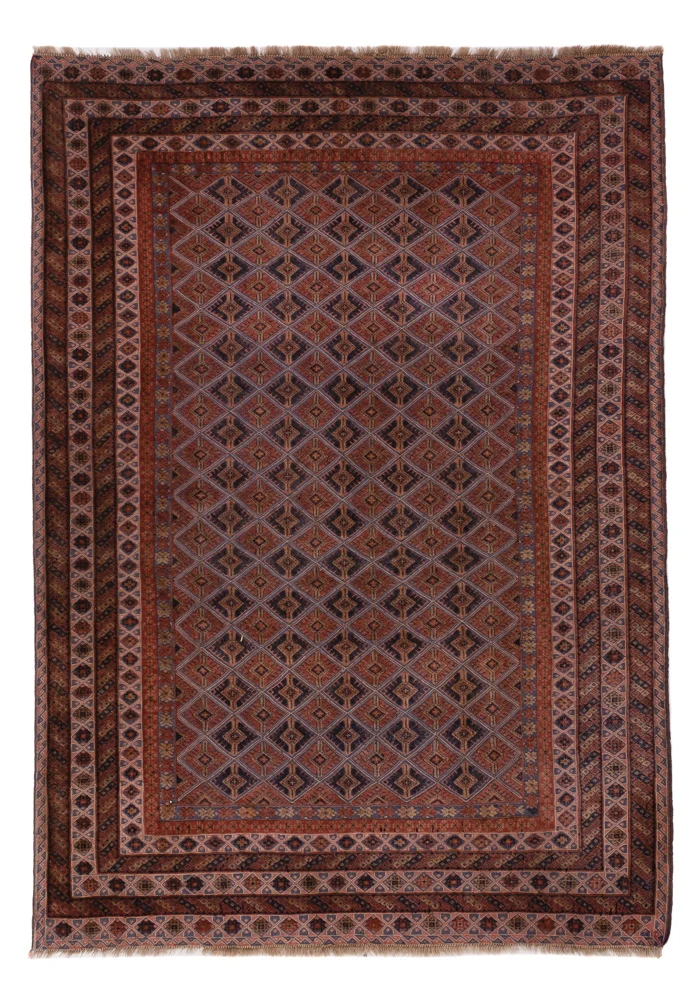 Kelim Afghan Teppich 156x207cm - dunkelrot