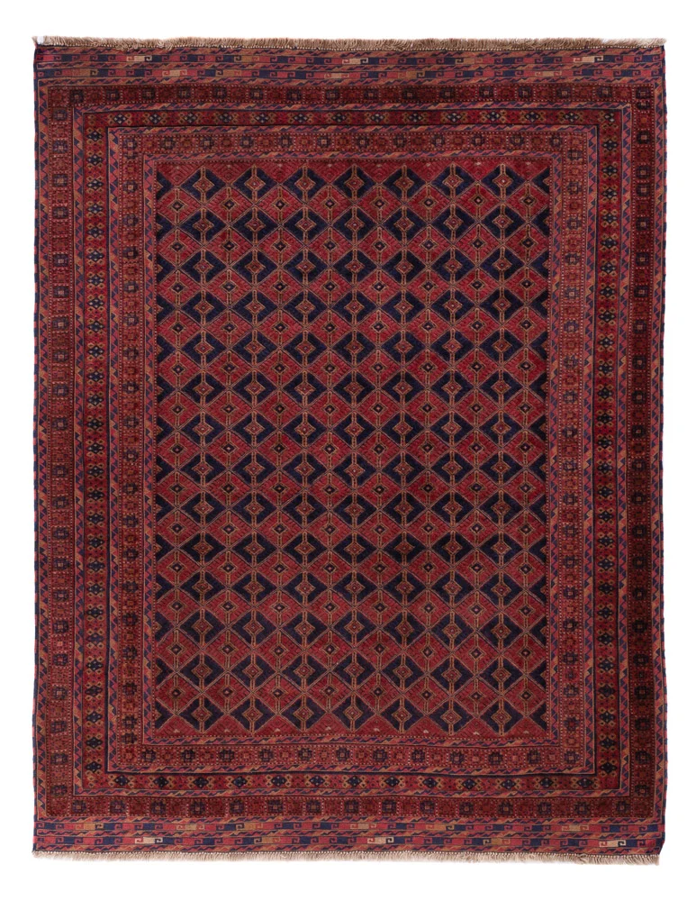 Kelim Afghan Teppich 160x206cm - dunkelrot