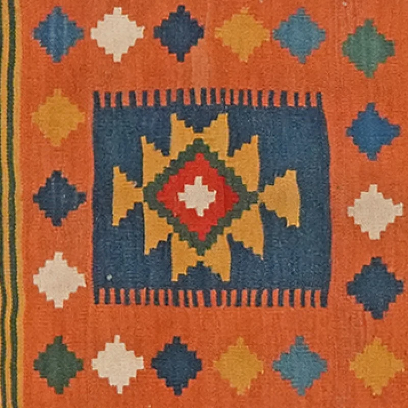 Kelim Gashgai · Handgewebt – Blau, 355x52 cm