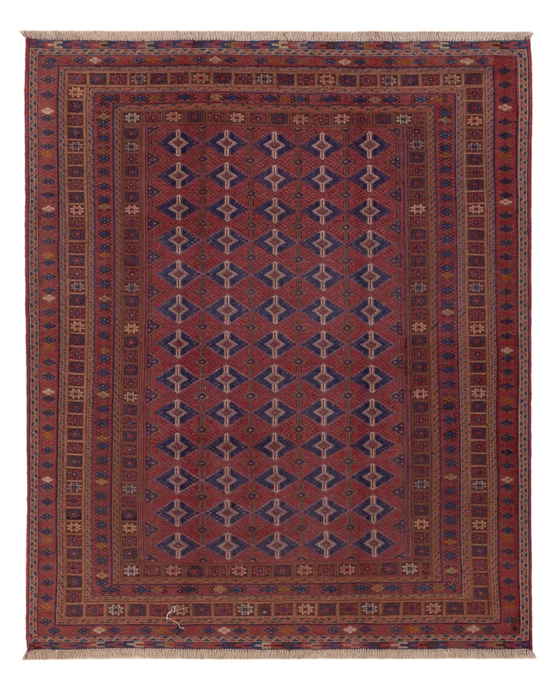 Kelim Afghan Teppich 156x194cm - dunkelrot