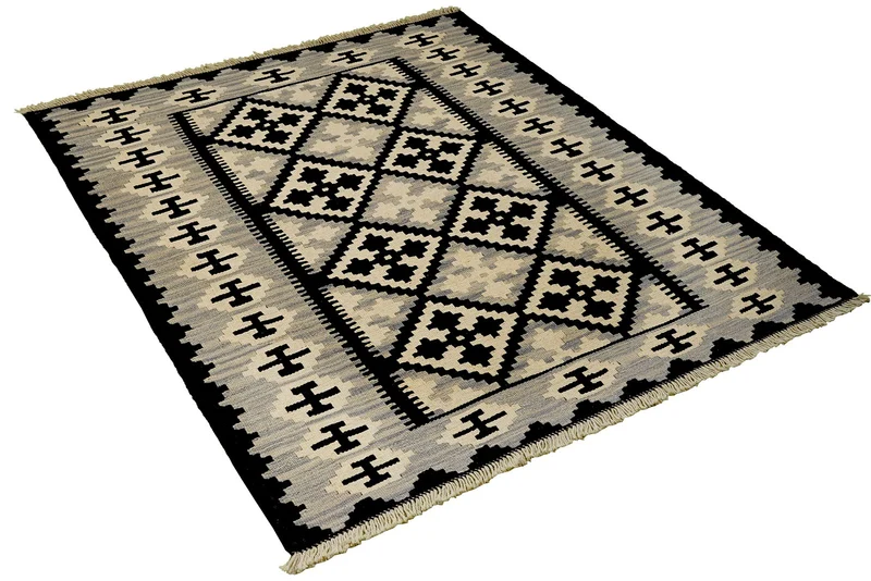 Kelim Gashgai · Handgewebt – Schwarz, 160x112 cm