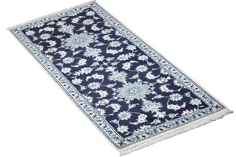 Nain 12La · Handgeknüpft – Blau, 197x76 cm