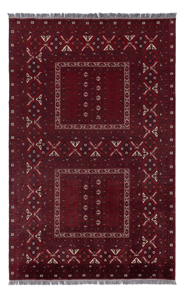 Afghan Teppich 156x254cm - Orientteppich - dunkelrot