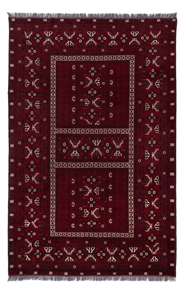 Afghan Teppich 157x247cm - Orientteppich - dunkelrot