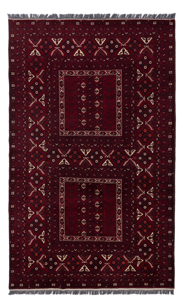 Afghan Teppich 154x248cm - Orientteppich - dunkelrot