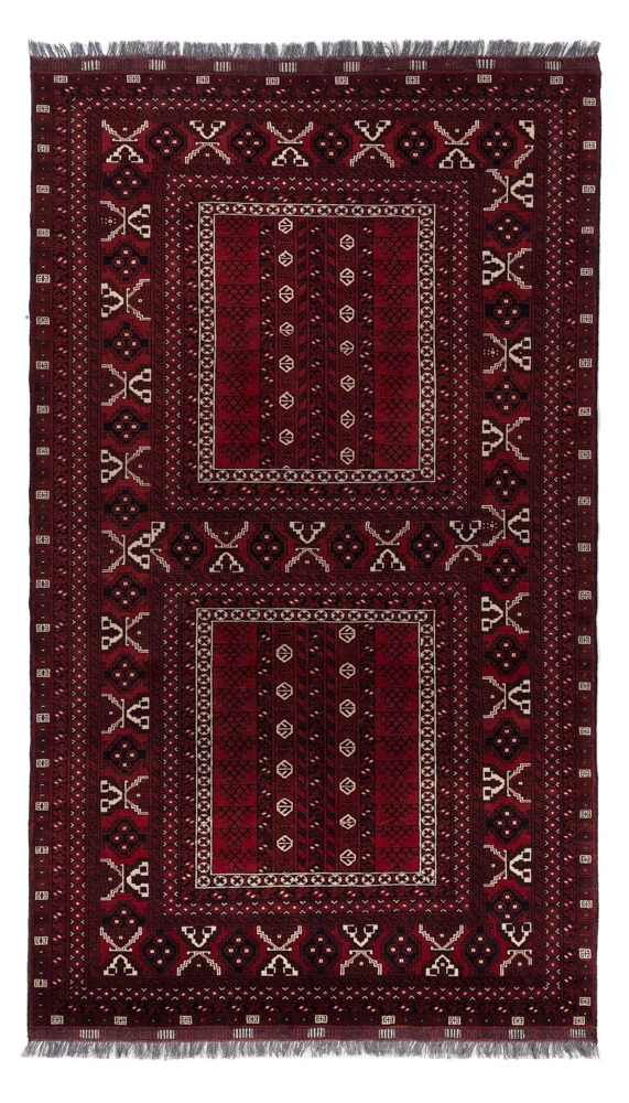 Afghan Teppich 152x252cm - Orientteppich - dunkelrot