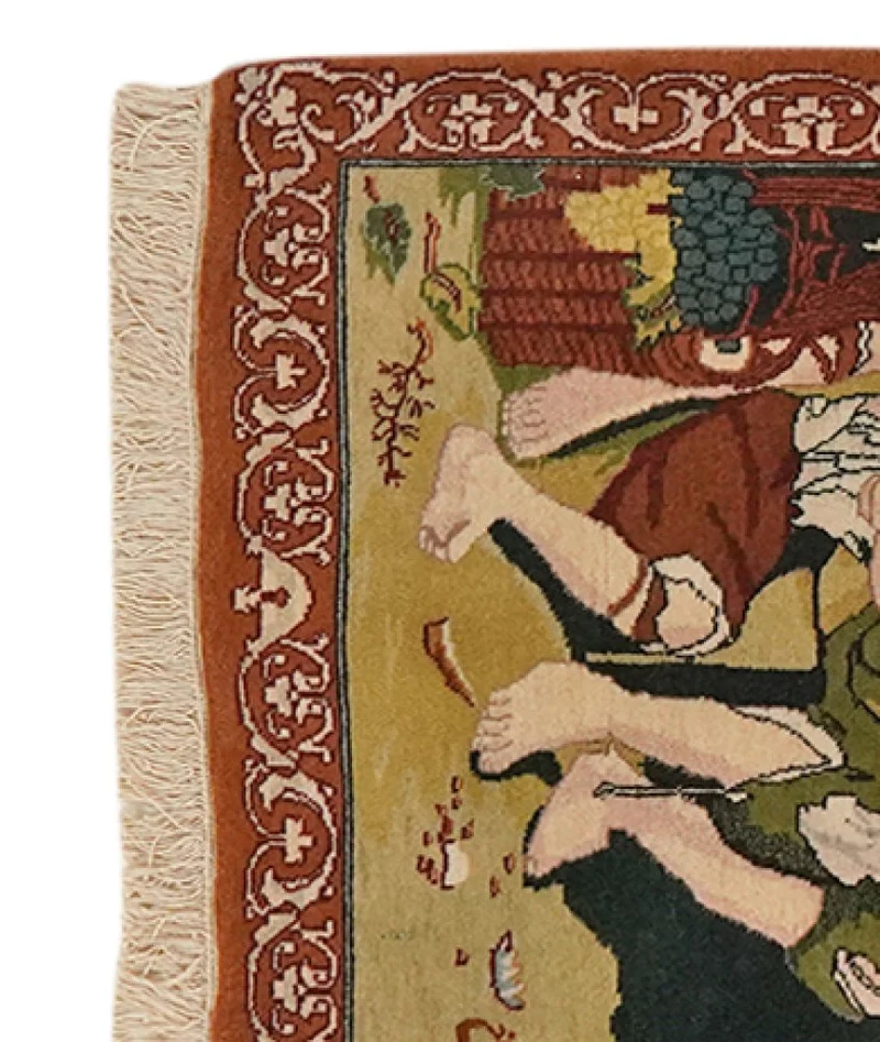 Tabriz Graphic · Handgeknüpft – Grün, 66x52 cm