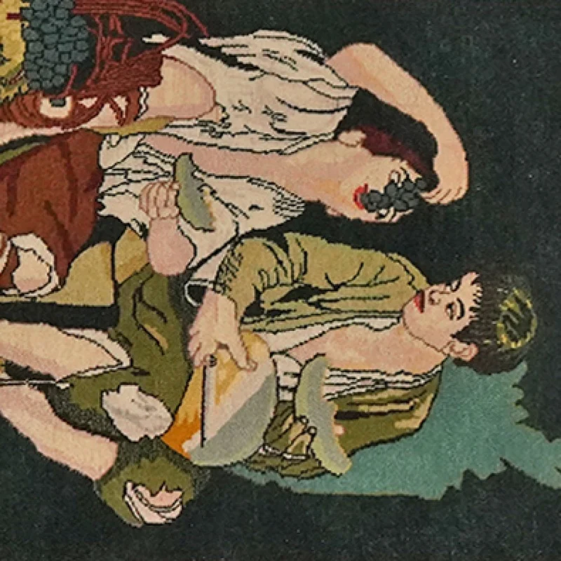 Tabriz Graphic · Handgeknüpft – Grün, 66x52 cm