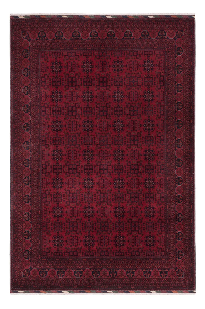 Afghan Teppich 206x305cm - Orientteppich - dunkelrot