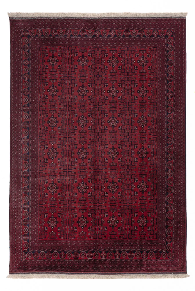 Afghan Teppich 196x293cm - Orientteppich - dunkelrot
