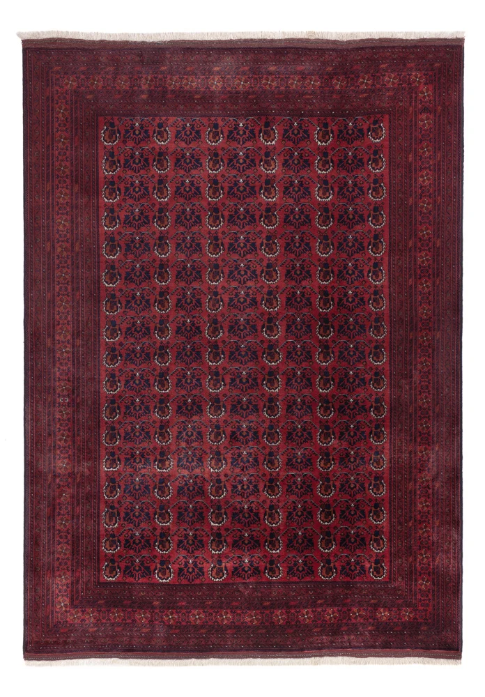 Afghan Teppich 200x288cm - Orientteppich - dunkelrot
