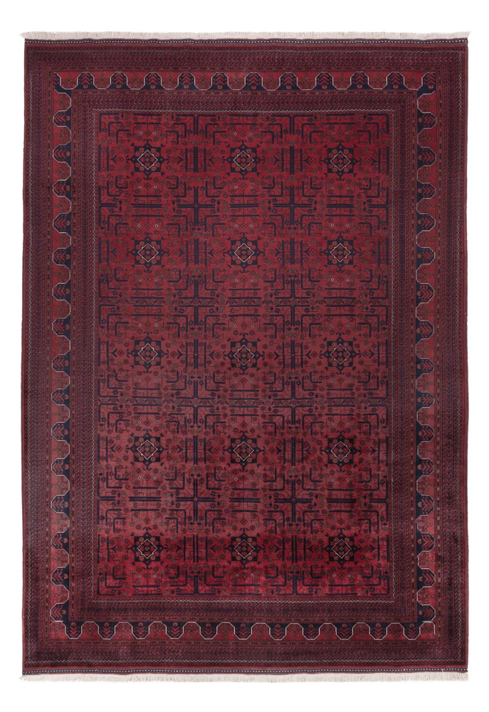 Afghan Teppich 198x288cm - Orientteppich - dunkelrot