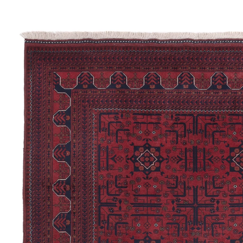 Afghan Teppich 198x288cm - Orientteppich - dunkelrot