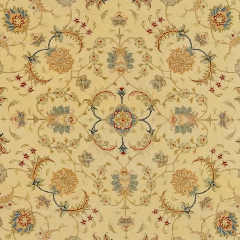 Tabriz Round · Handgeknüpft – Gelb, 150x150 cm