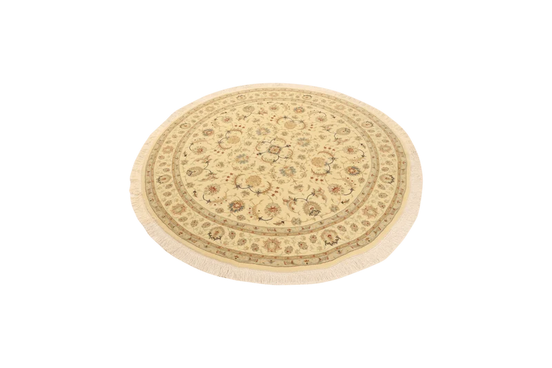Tabriz Round · Handgeknüpft – Gelb, 150x150 cm