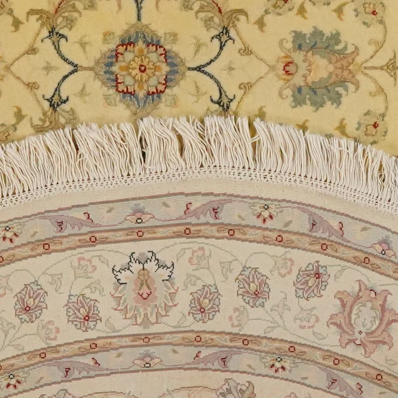 Tabriz Round · Handgeknüpft – Gelb, 150x150 cm