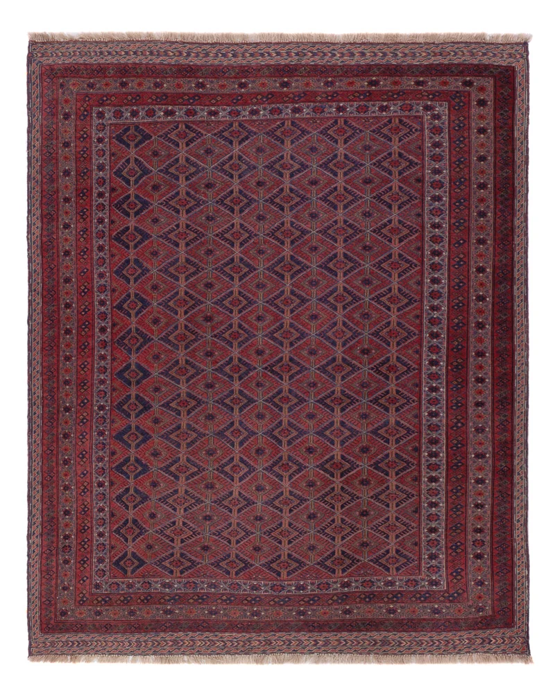 Kelim Afghan Teppich 159x195cm - dunkelrot