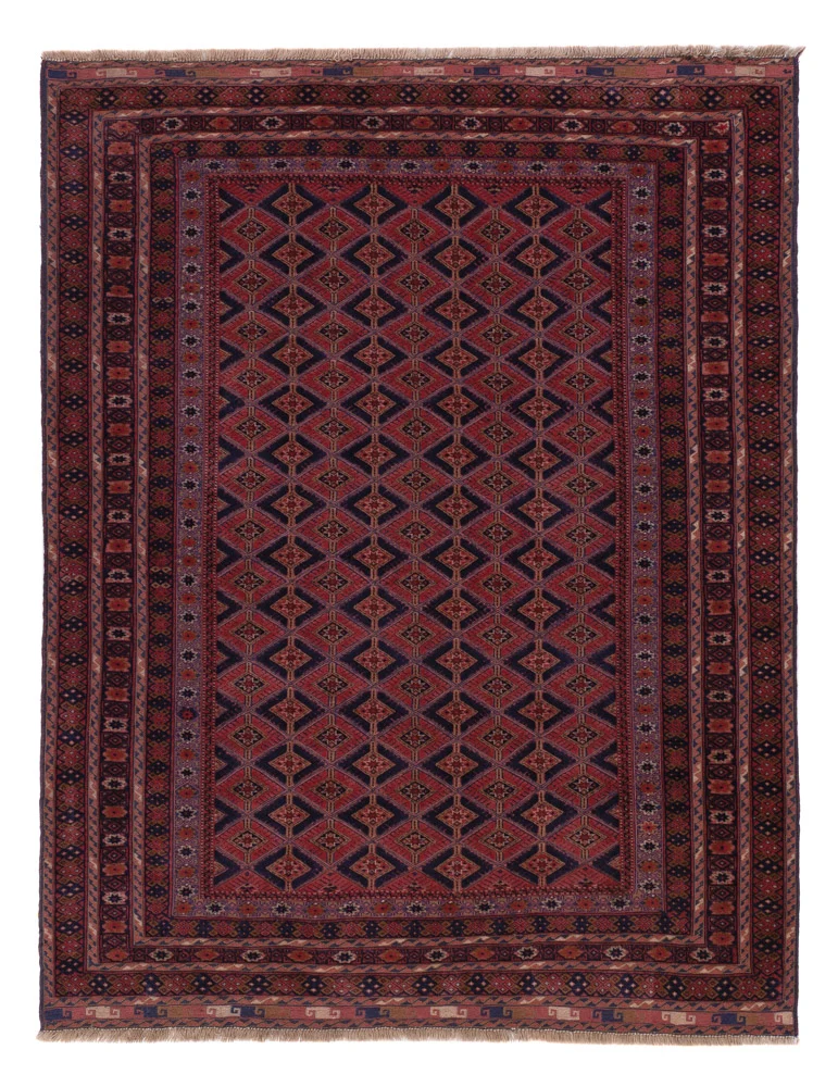 Kelim Afghan Teppich 155x202cm - dunkelrot