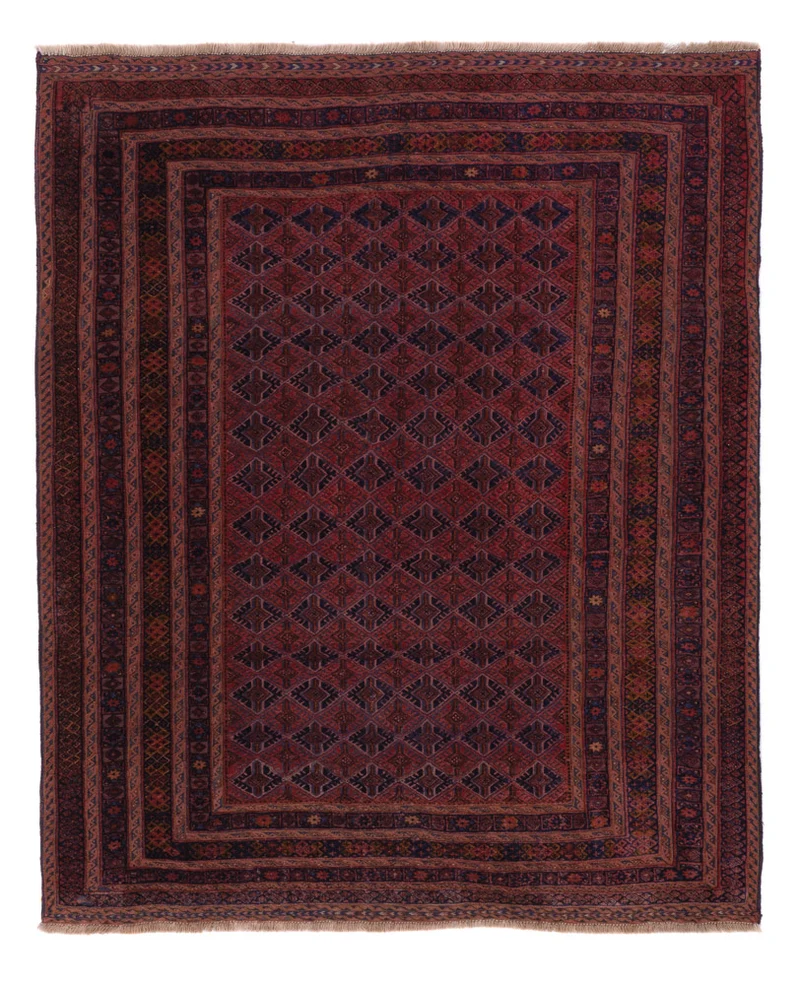 Kelim Afghan Teppich 160x195cm - dunkelrot