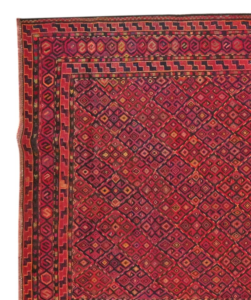 Kelim Kordi Old · Handgewebt – Bunt, 370x173 cm