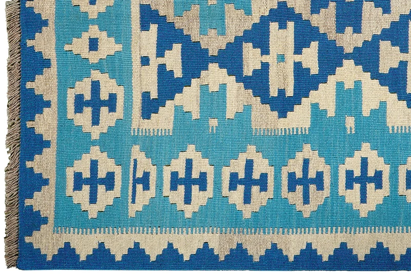 Kelim Gashgai · Handgewebt – Blau, 176x120 cm