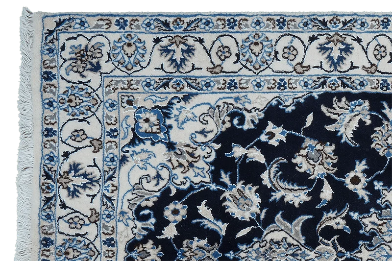Nain 12La · Handgeknüpft – Blau, 206x119 cm