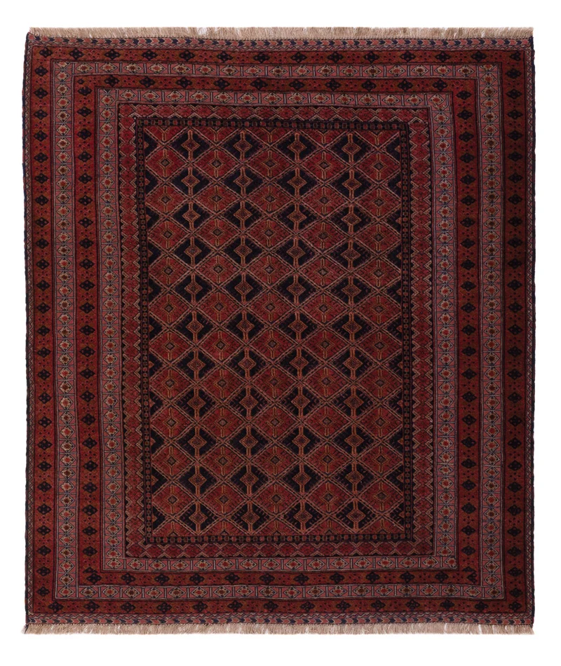 Kelim Afghan Teppich 160x185cm - dunkelrot