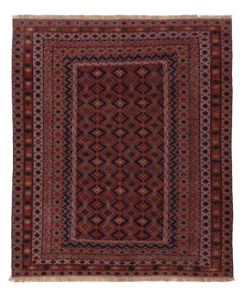 Kelim Afghan Teppich 157x189cm - dunkelrot