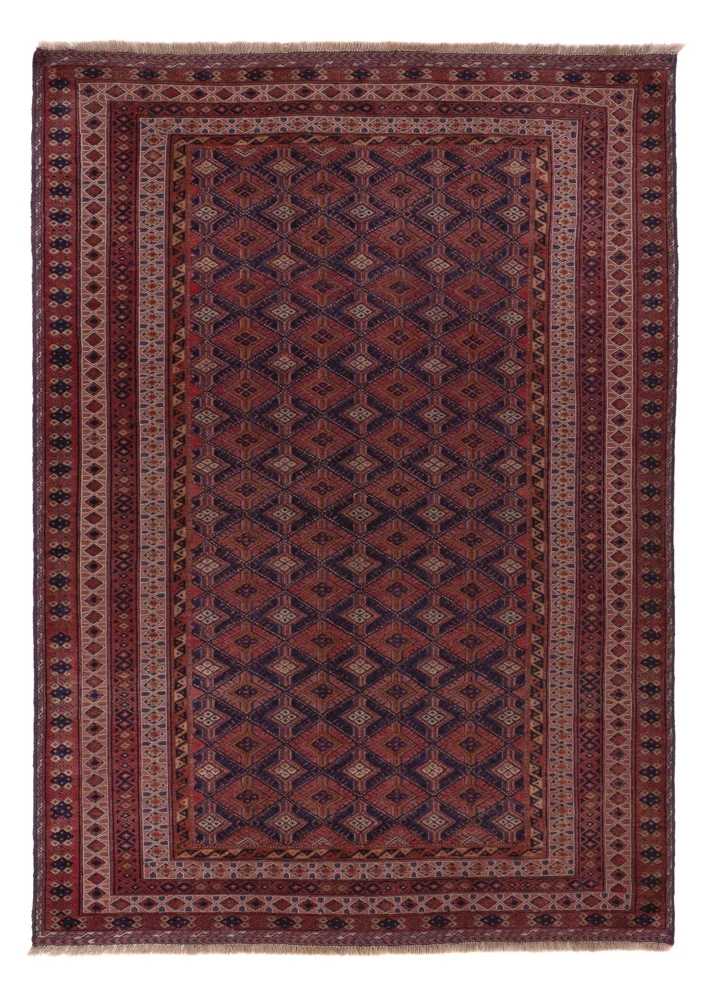 Kelim Afghan Teppich 145x206cm - dunkelrot